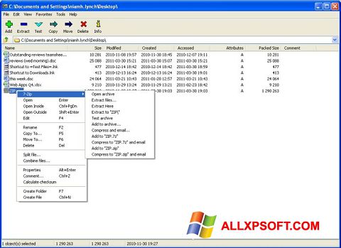 Képernyőkép 7-Zip Windows XP