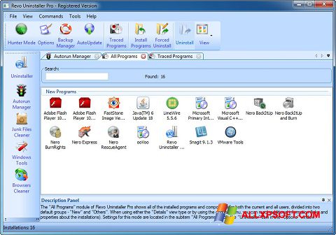 Képernyőkép Revo Uninstaller Pro Windows XP
