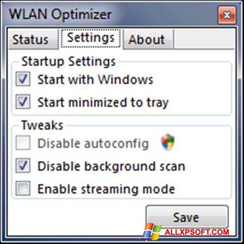 Képernyőkép WLAN Optimizer Windows XP